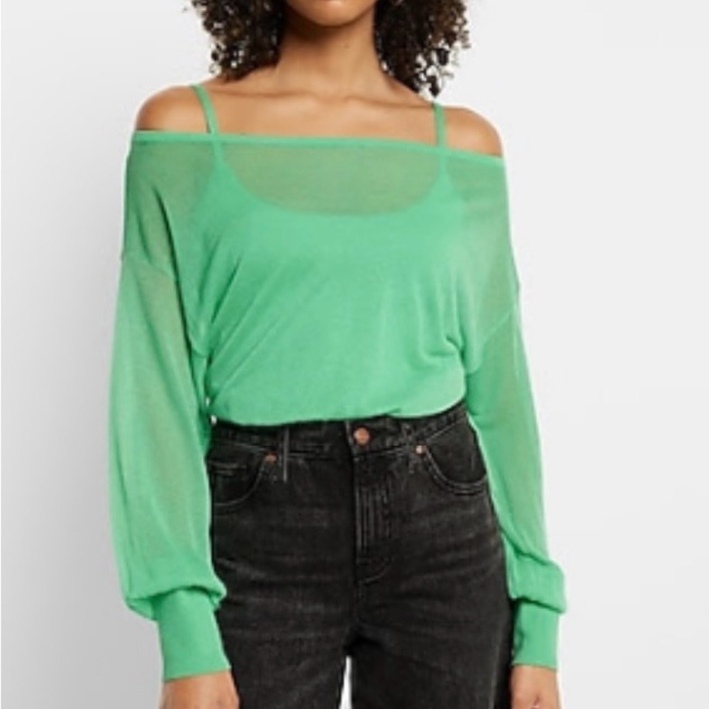 Express Green Off-Shoulder Blouse